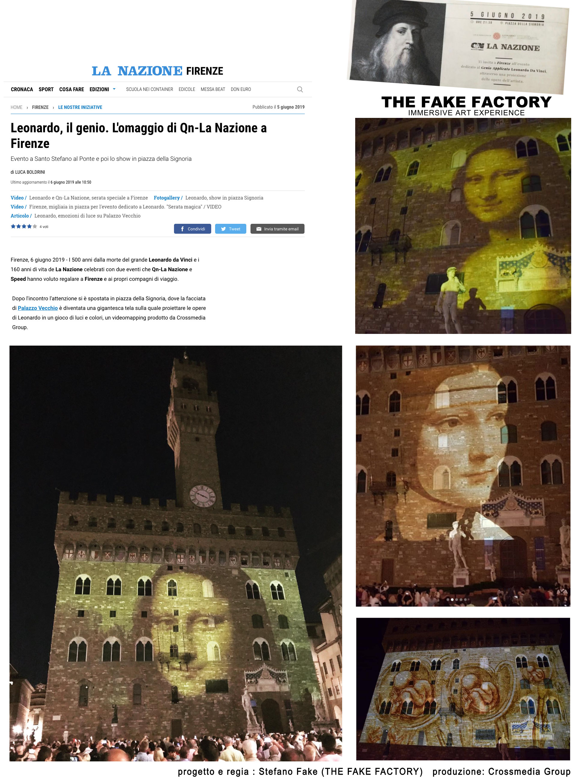 LEONARDO DA VINCI VIDEOMAPPING PIAZZA DELLA SIGNORIA