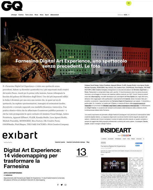 exibart GQ farnesina digital art experience