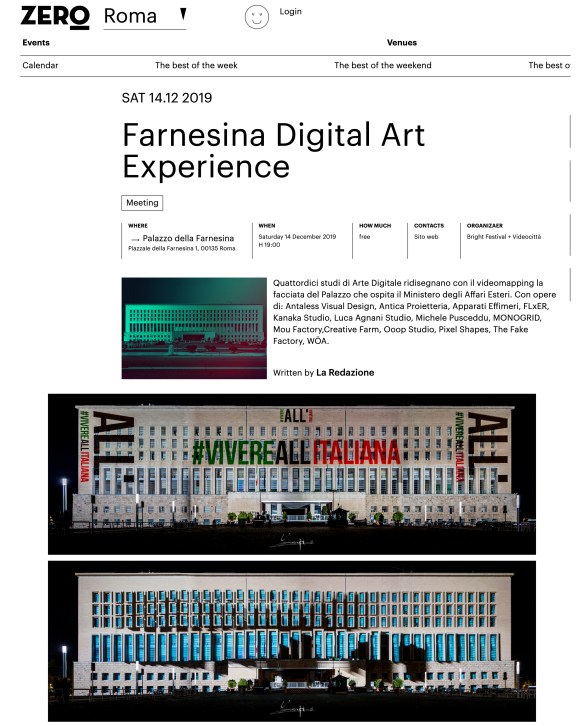 zero roma farnesina digital art experience